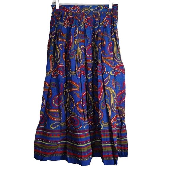 Vintage Paisley Print Skirt Women's Bohemian Midi Pleated Sz1 0 Nostalgic Rare - Picture 4 of 12
